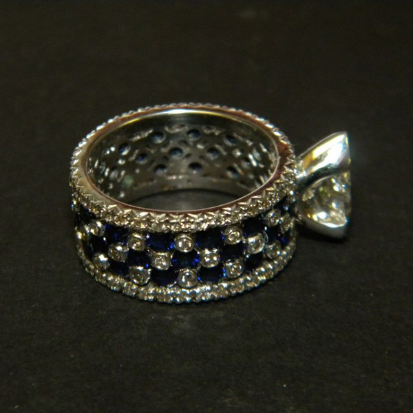 Diamond and Sapphire Wide Band Ring Custom73-5-18
