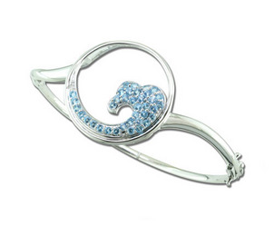 Blue Topaz, Decembers Birthstone Blue-Topaz-Wave-Bangle-76