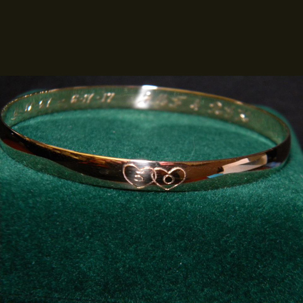 Hand Engraved Anniversary Bangle Engraved Anniversary Bracelet-1-35