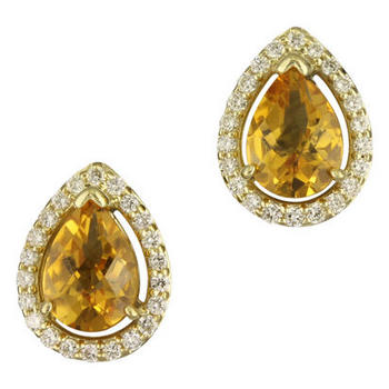 photo number one of 14K Yellow Gold Citrine/Diamond Earrings item EPF181CC1CI