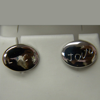 photo number three of Hand Engraved Bangle Bracelet and Cuff Links item Custom71