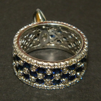 photo number three of Diamond and Sapphire Wide Band Ring item Custom73