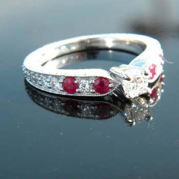 photo number four of Antique Style Diamond and Ruby Ring item Custom77