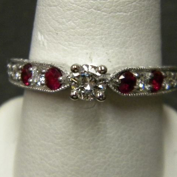 photo number five of Antique Style Diamond and Ruby Ring item Custom77