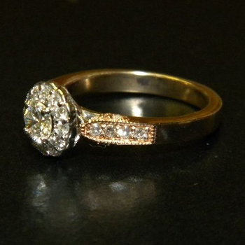photo number three of Antique Styled Diamond Halo Ring item Custom90