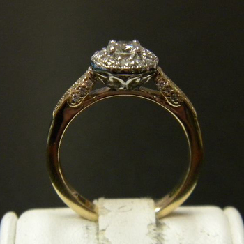photo number four of Antique Styled Diamond Halo Ring item Custom90