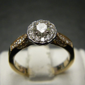 photo number five of Antique Styled Diamond Halo Ring item Custom90