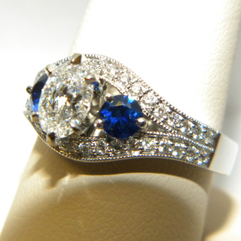 photo number one of Diamond & Sapphire Ring item Custom27
