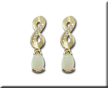 photo number one of 14K Yellow Gold Australian Opal/Diamond Earrings item EPF069N12CI