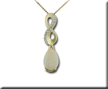 photo number one of 14K Yellow Gold Australian Opal/Diamond Pendant item PPF069N12CI