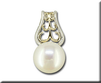 photo number one of Sterling Silver /14K Yellow Gold Freshwater Pearl Pendant item PSV006P2XNI
