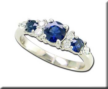 photo number one of 14K White Gold Blue Sapphire/Diamond Ring item RCC044S13WI