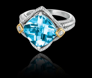 photo number one of Diamond Blue Topaz Ring item SILR1010