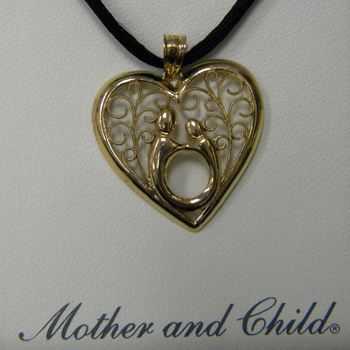 photo number one of Mother and Child Gold Heart Pendant item 82799