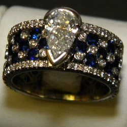 photo of Diamond and Sapphire Wide Band Ring item Custom73