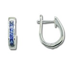 photo of 14K White Gold 2mm Graduated Blue Sapphire Hoop Earrings item ECC069GSXWI