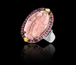photo of Purple Cameo Ring Bordered with Pink Rhodalite  item SILR1244